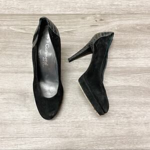 Gunmetal Made in Italy Suede & Leather Heels Black 37